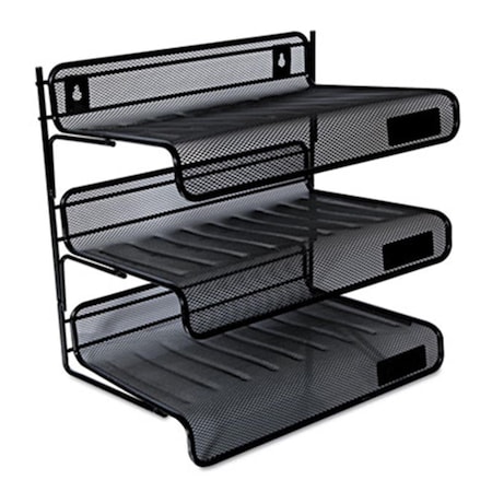 Universal Universal 20006 Mesh Three-Tier Desk Shelf; Letter; Black 20006